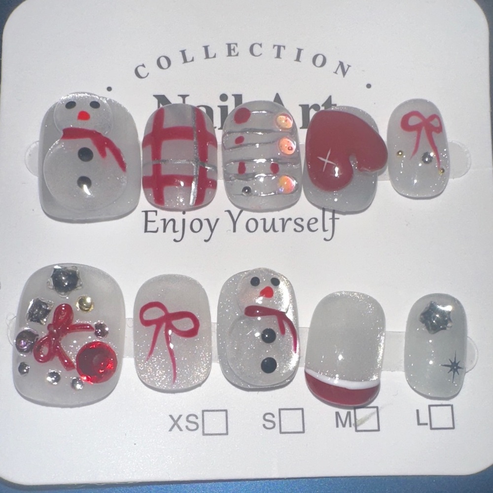 Decorative Nail Art Set - Festive Red and White